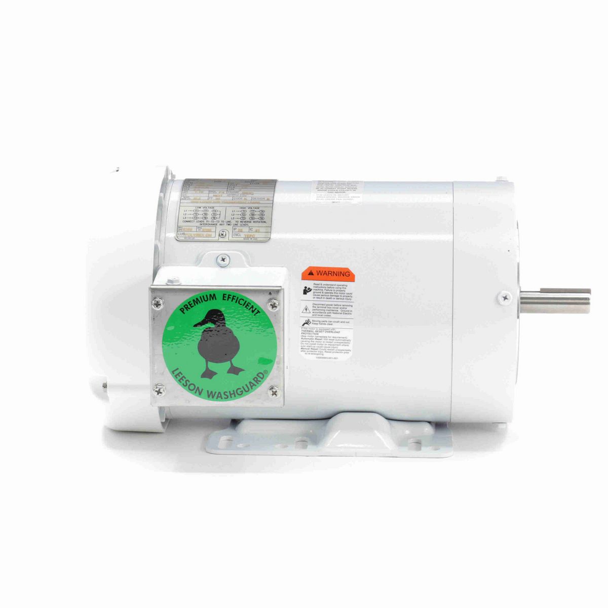 LEESON White Duck™ General Purpose Motor, 1 HP, 3 Ph, 60 Hz, 230/460 V, 1200 RPM, 56HC Frame, TEFC - 119478.00