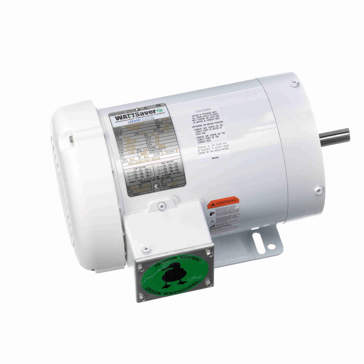 LEESON White Duck™ General Purpose Motor, 1 HP, 3 Ph, 60 Hz, 230/460 V, 1800 RPM, 56HC Frame, TEFC - 119476.00
