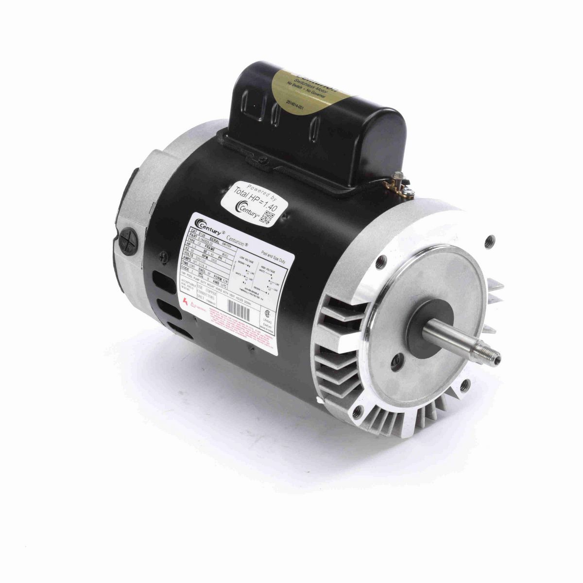 Century Pool Pump Motor, 1.0 HP, 1 Ph, 60 Hz, 230/115 V, 3600 RPM, M56J Frame, DP - B128