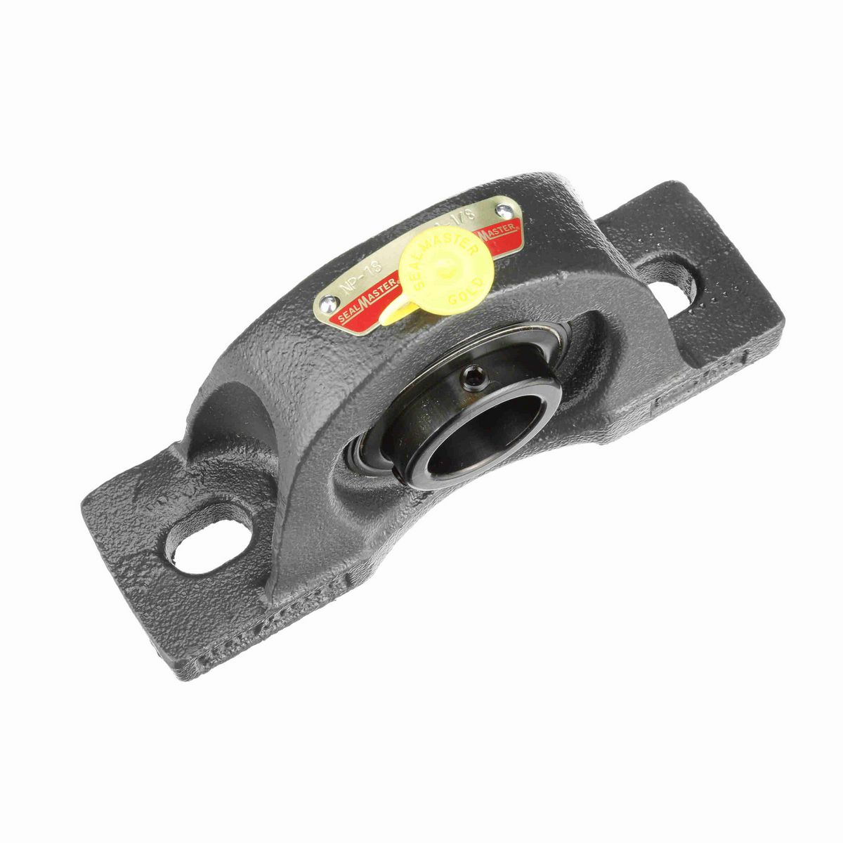 Sealmaster Mounted Cast Iron Two Bolt Pillow Block Ball Bearing - 52100 Bearing Steel, Black Oxided - Setscrew Lock - NP-18