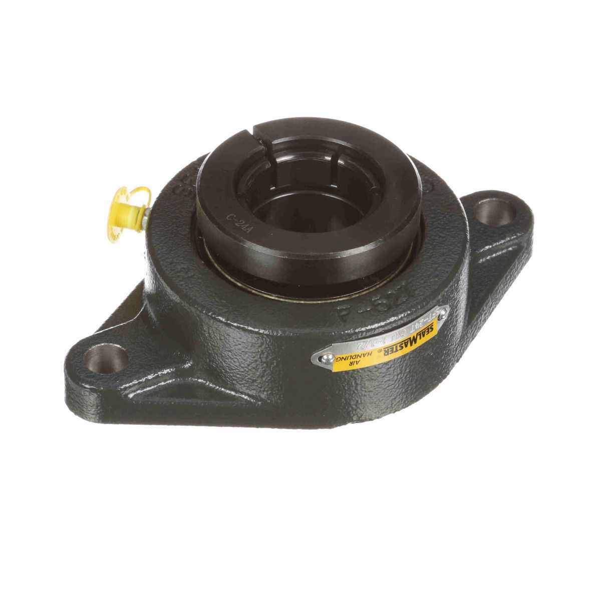 Sealmaster Mounted Cast Iron Two Bolt Flange Ball Bearing - 52100 Bearing Steel, Black Oxided - Concentric Lock - Air Handling Housing Fit, Noise Tested - SFT-24T CXU