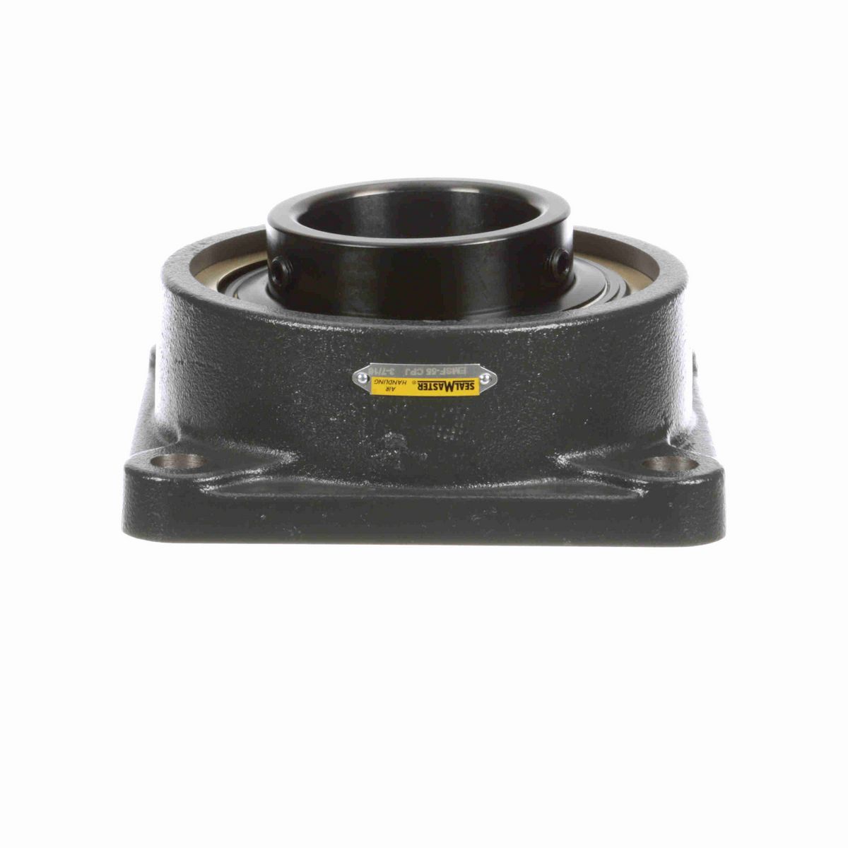Sealmaster Mounted Cast Iron Four Bolt Flange Ball Bearing - 52100 Bearing Steel, Black Oxided - Setscrew Lock - EMSF-55 CPJ