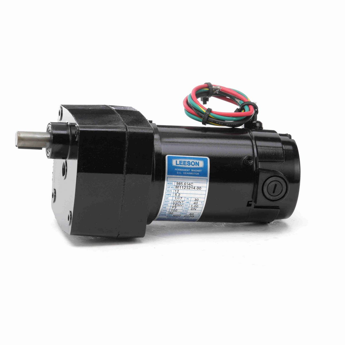 LEESON Parallel Shaft Gearmotor, 0.06 HP, 12 V, 30 RPM, 30 Frame, TENV - M1125214.00