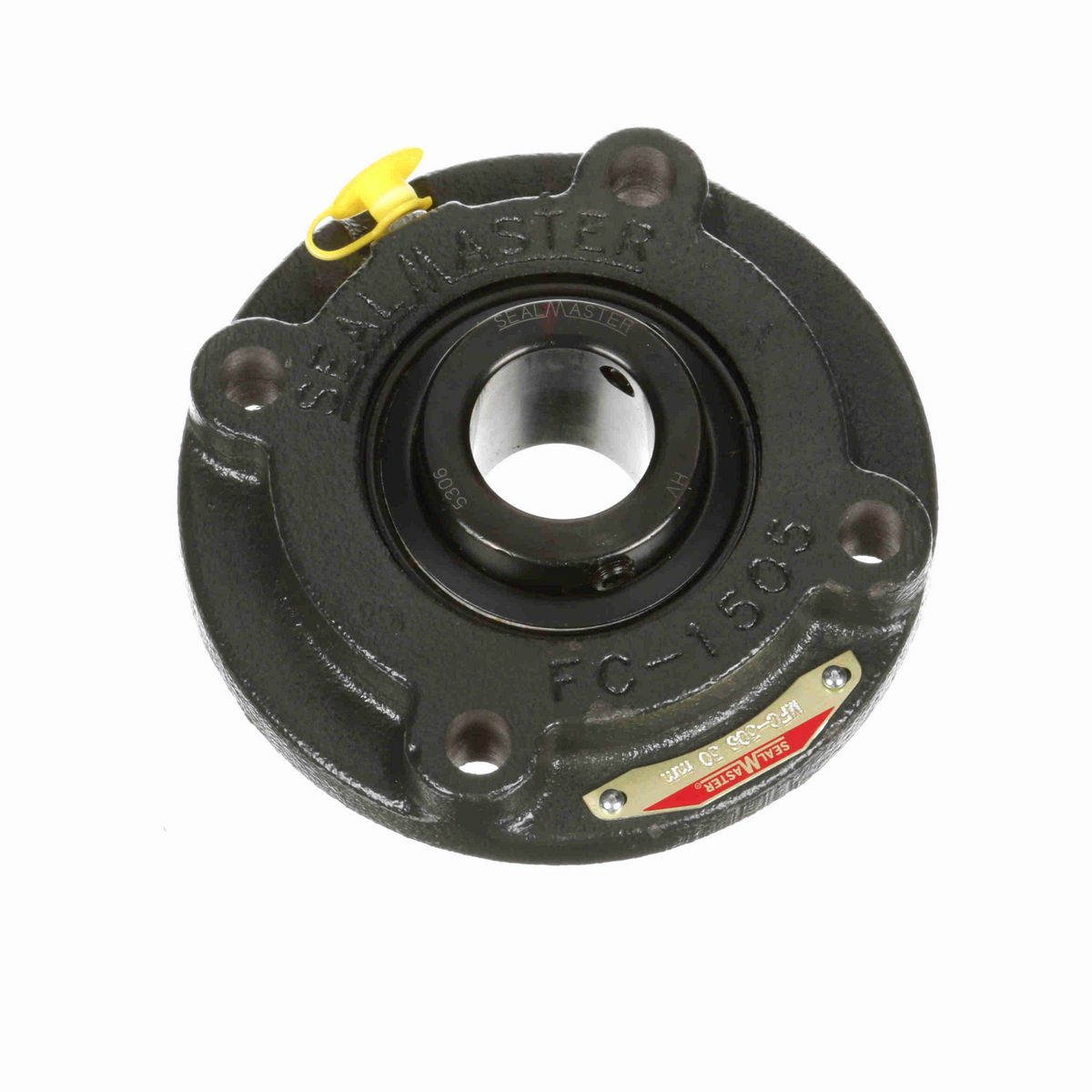Sealmaster Mounted Cast Iron Flange Cartridge Ball Bearing - 52100 Bearing Steel, Black Oxided - Setscrew Lock - MFC-306