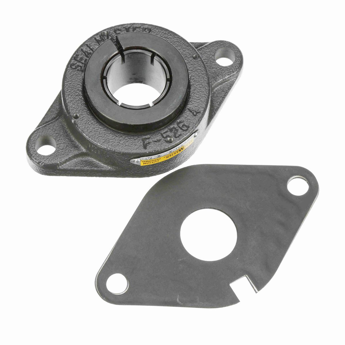 Sealmaster Mounted Cast Iron Two Bolt Flange Ball Bearing - 52100 Bearing Steel, Black Oxided - Concentric Lock - Reduced Maintenance - Lubed for Life - BSFT-23TH RMD