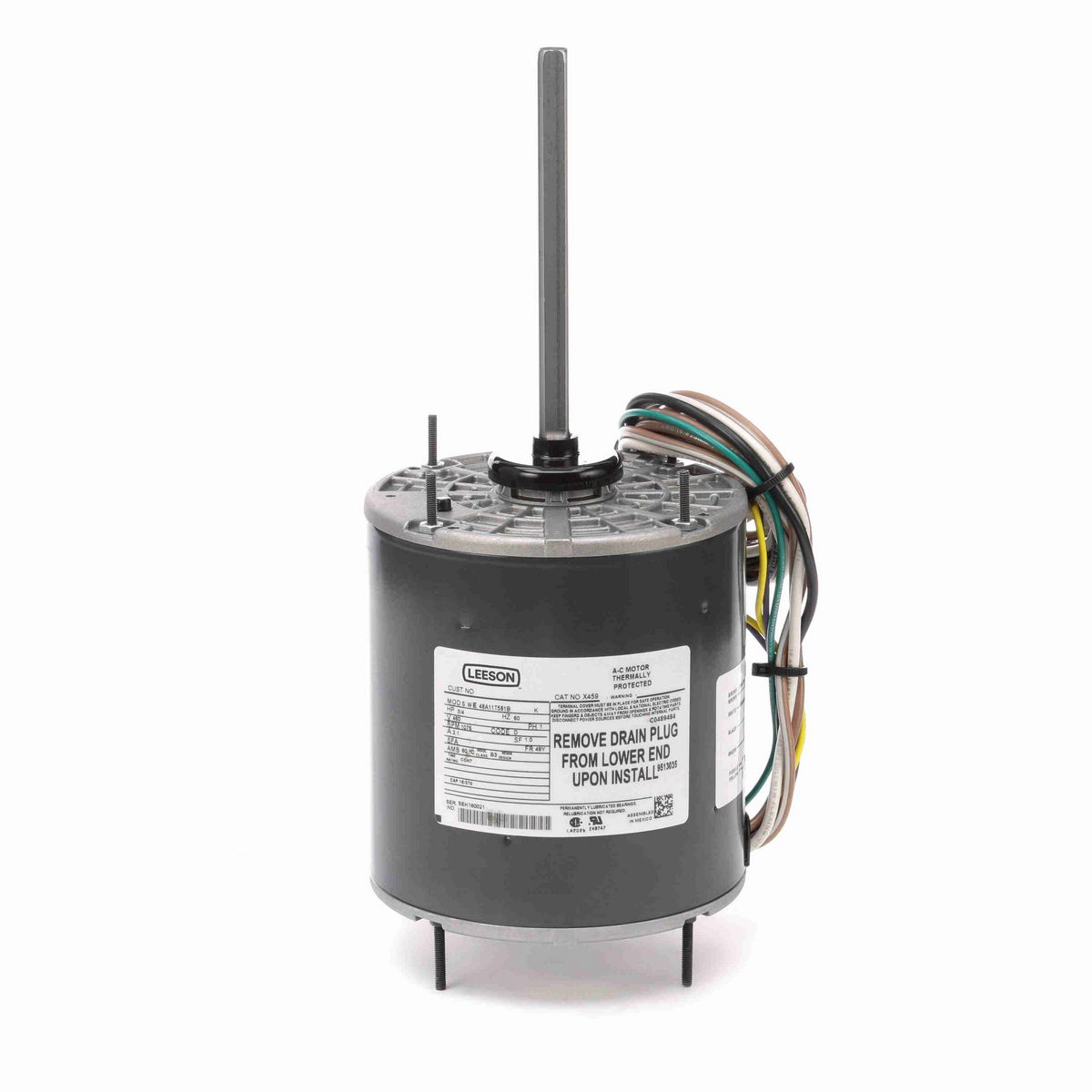 LEESON Condenser Fan Motor, 0.75 HP, 1 Ph, 60 Hz, 460 V, 1200 RPM, 48Y Frame, TEAO - X459