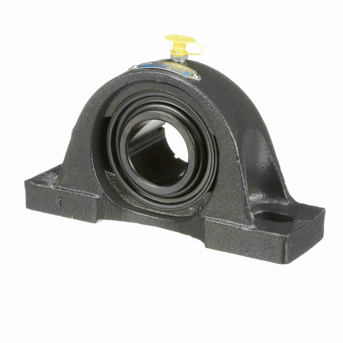 Sealmaster Mounted Cast Iron Two Bolt Pillow Block Ball Bearing - 52100 Bearing Steel, Black Oxided - Concentric Lock - NP-208TMC