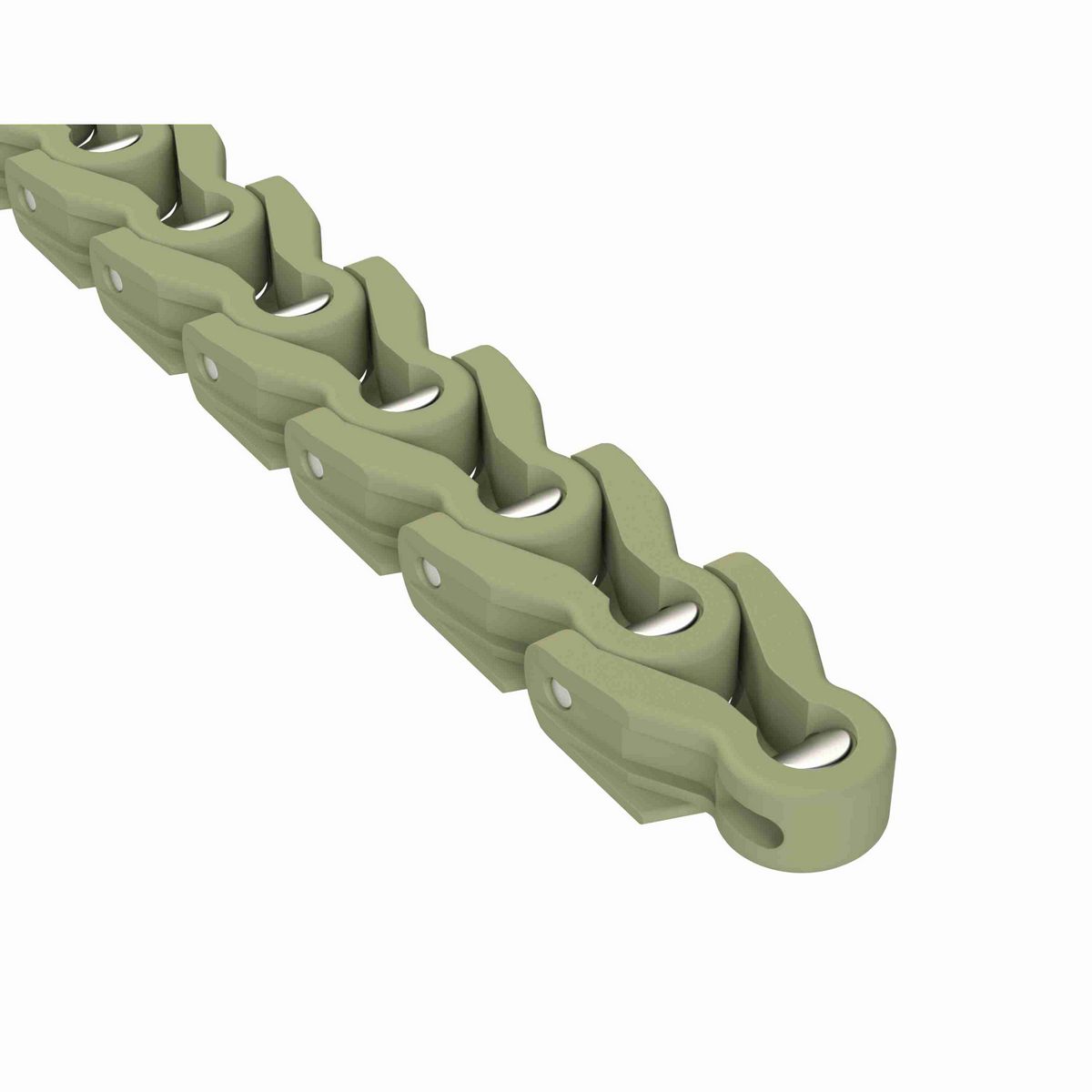 Rexnord 1700 Side-flexing Solid Top, Material: Green Abrasion Resistant Polyamide, Width: 55mm, Pitch: 50mm - 81437621