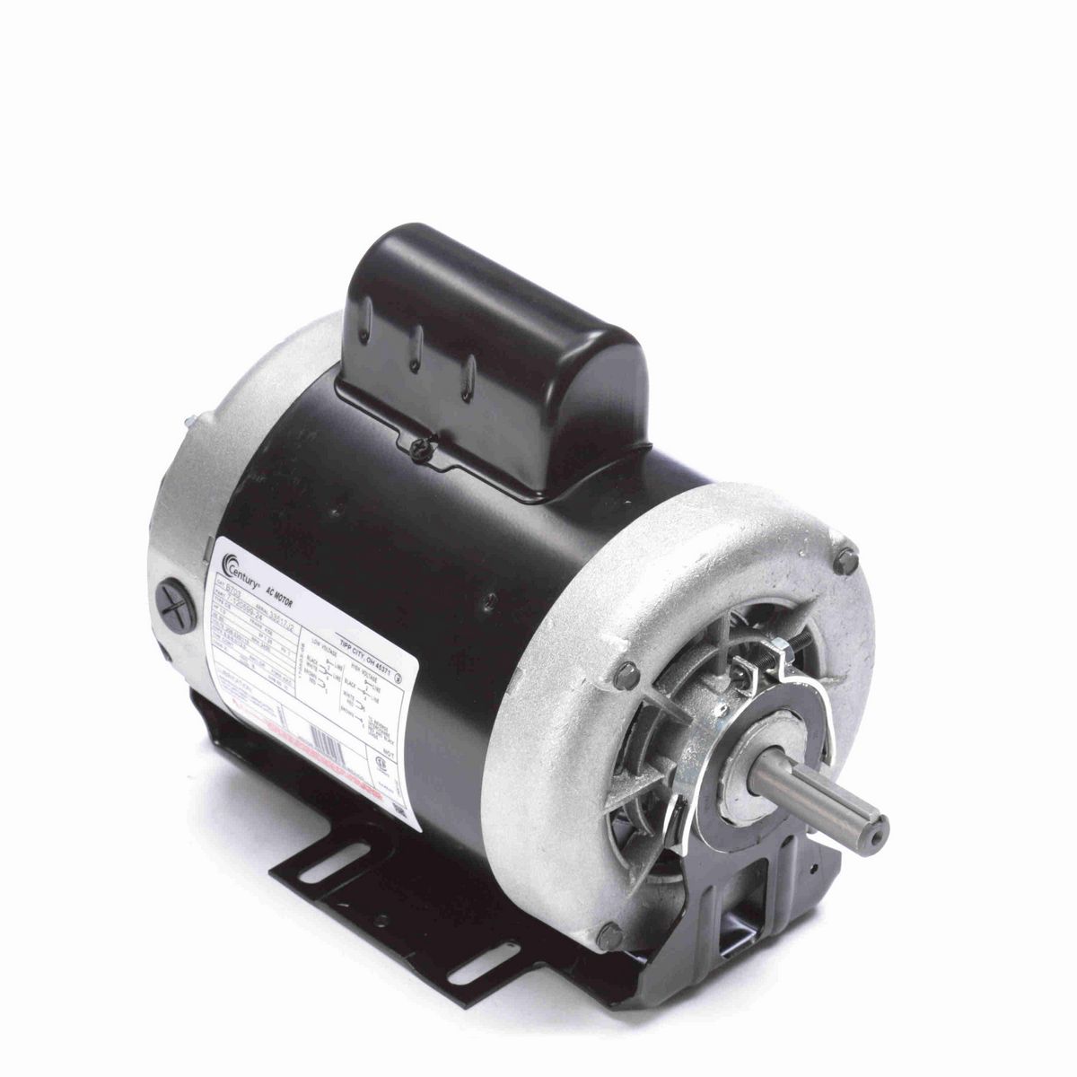 Century General Purpose Motor, 2.0 HP, 1 Ph, 60 Hz, 208-230/115 V, 3600 RPM, L56 Frame, DP - B837