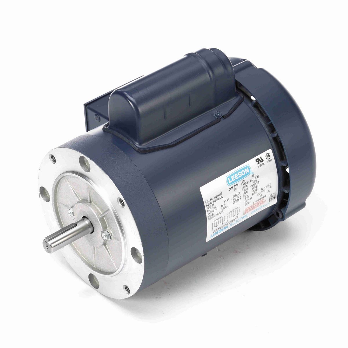 LEESON General Purpose Motor, 0.75 HP, 1 Ph, 60 Hz, 115/230 V, 1800 RPM, 56C Frame, TEFC - 110040.00