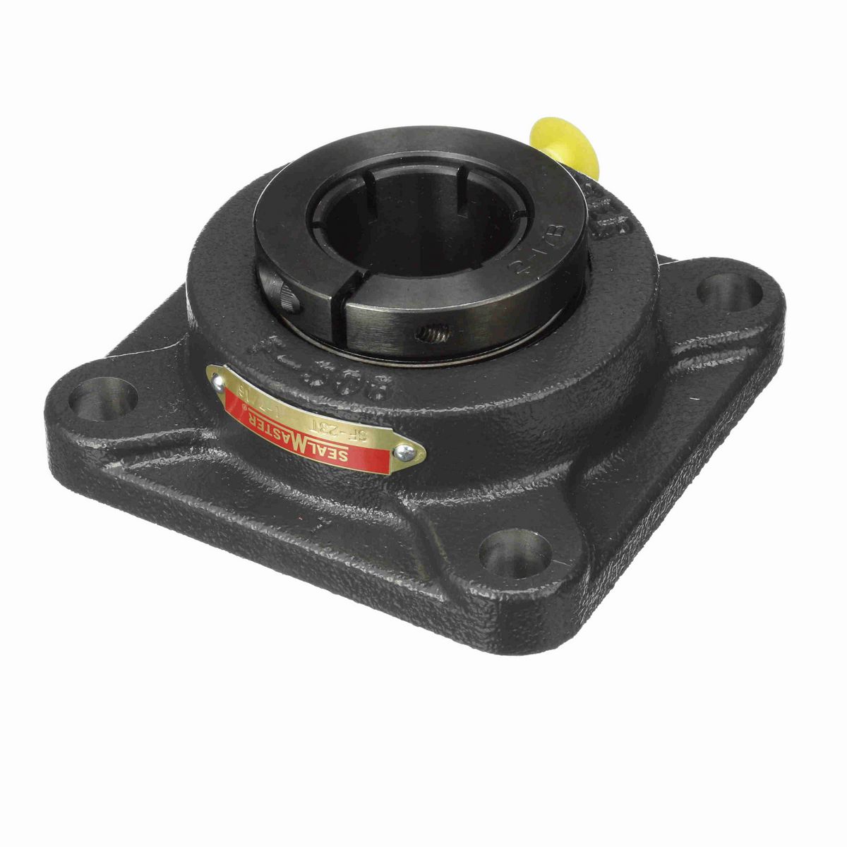 Sealmaster Mounted Cast Iron Four Bolt Flange Ball Bearing - 52100 Bearing Steel, Black Oxided - Concentric Lock - SF-23T