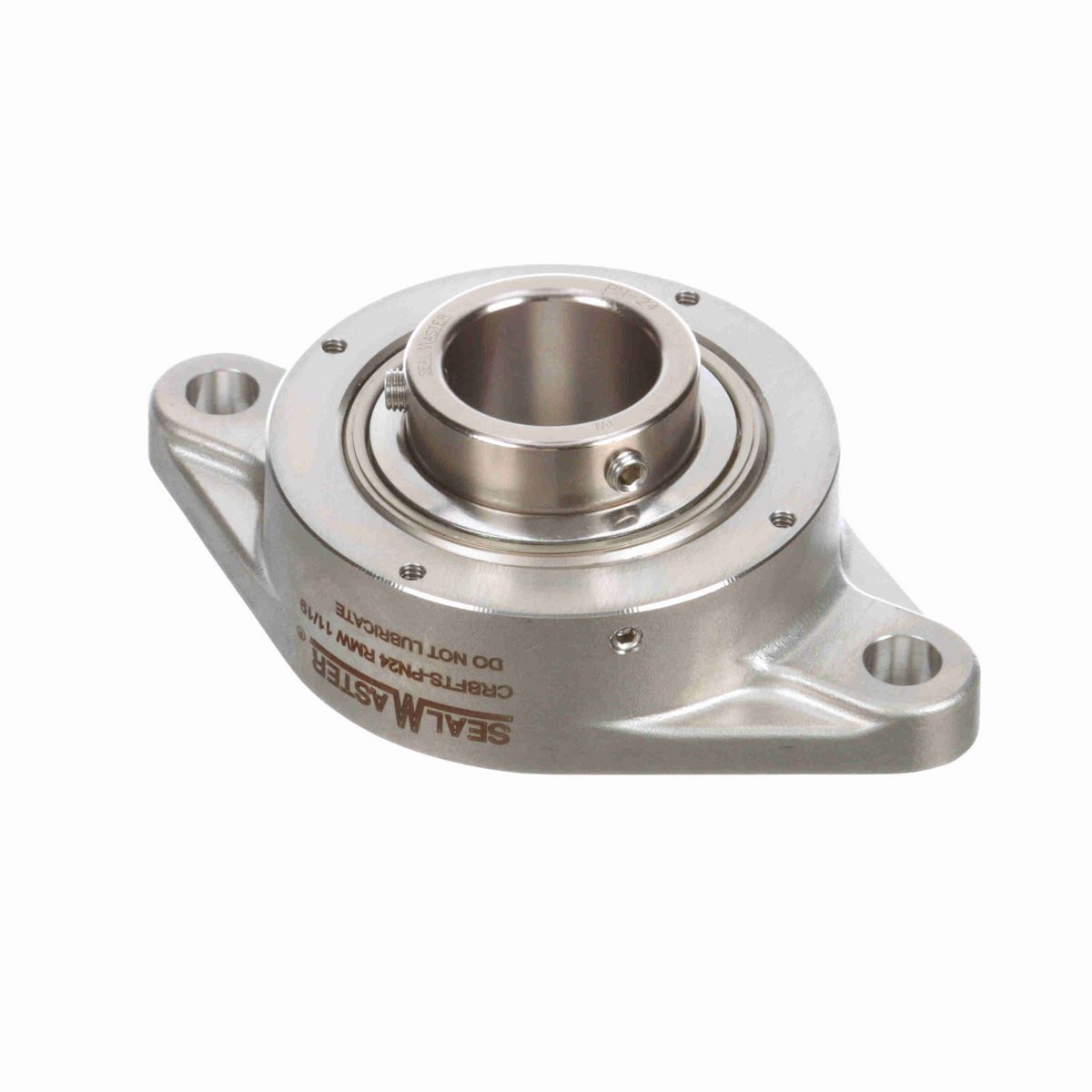 Sealmaster Mounted Stainless Steel Two Bolt Flange Ball Bearing - 52100 Bearing Steel, Phosphorus Nickel Coated - Setscrew Lock - Corrosion Resistant - Reduced Maintenance - Lubed for Life - CRBFTS-PN24 RMW