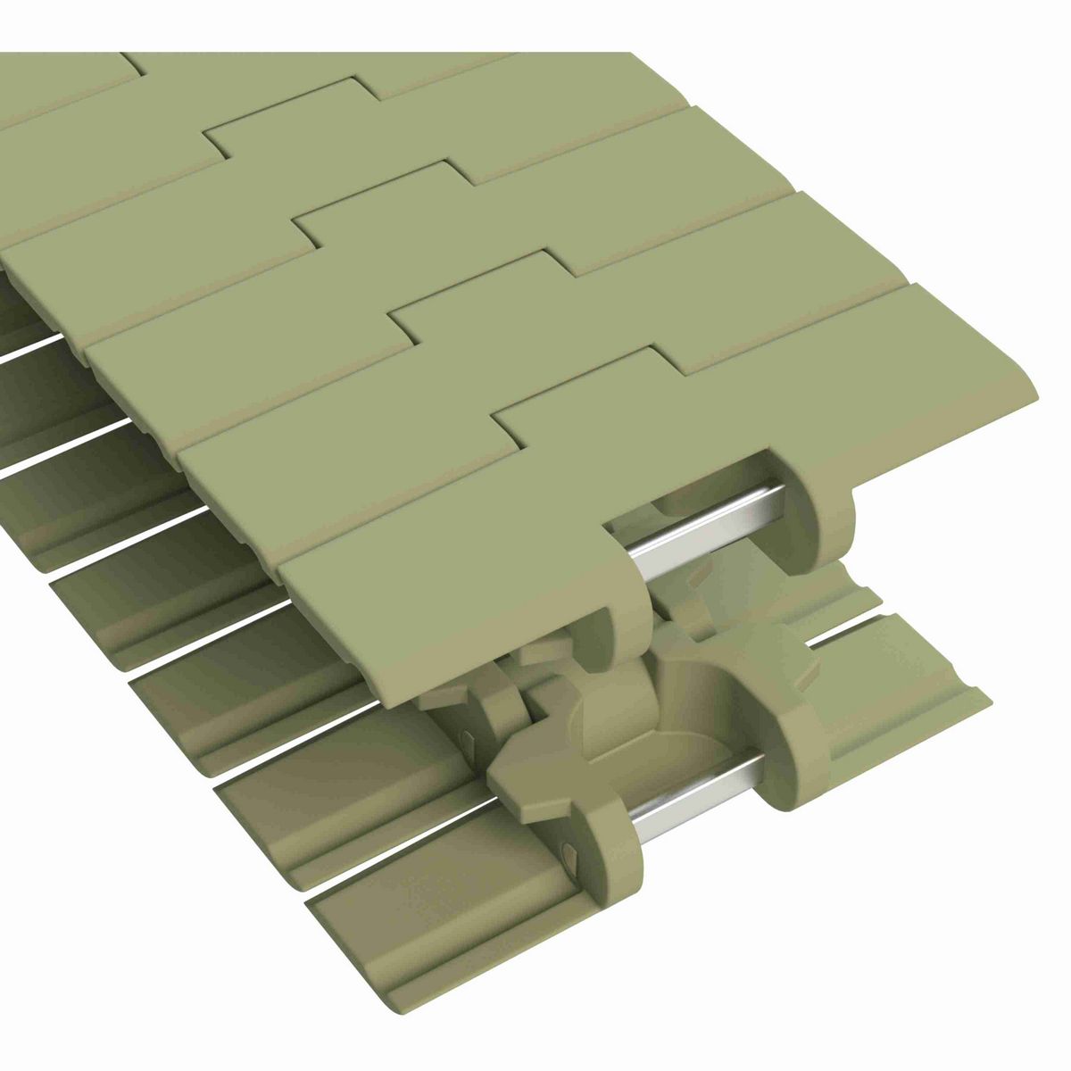 Rexnord 882TAB Side-flexing Solid Top, Material: Green Abrasion Resistant Polyamide, Width: 6in, Pitch: 1.5in - 81430517