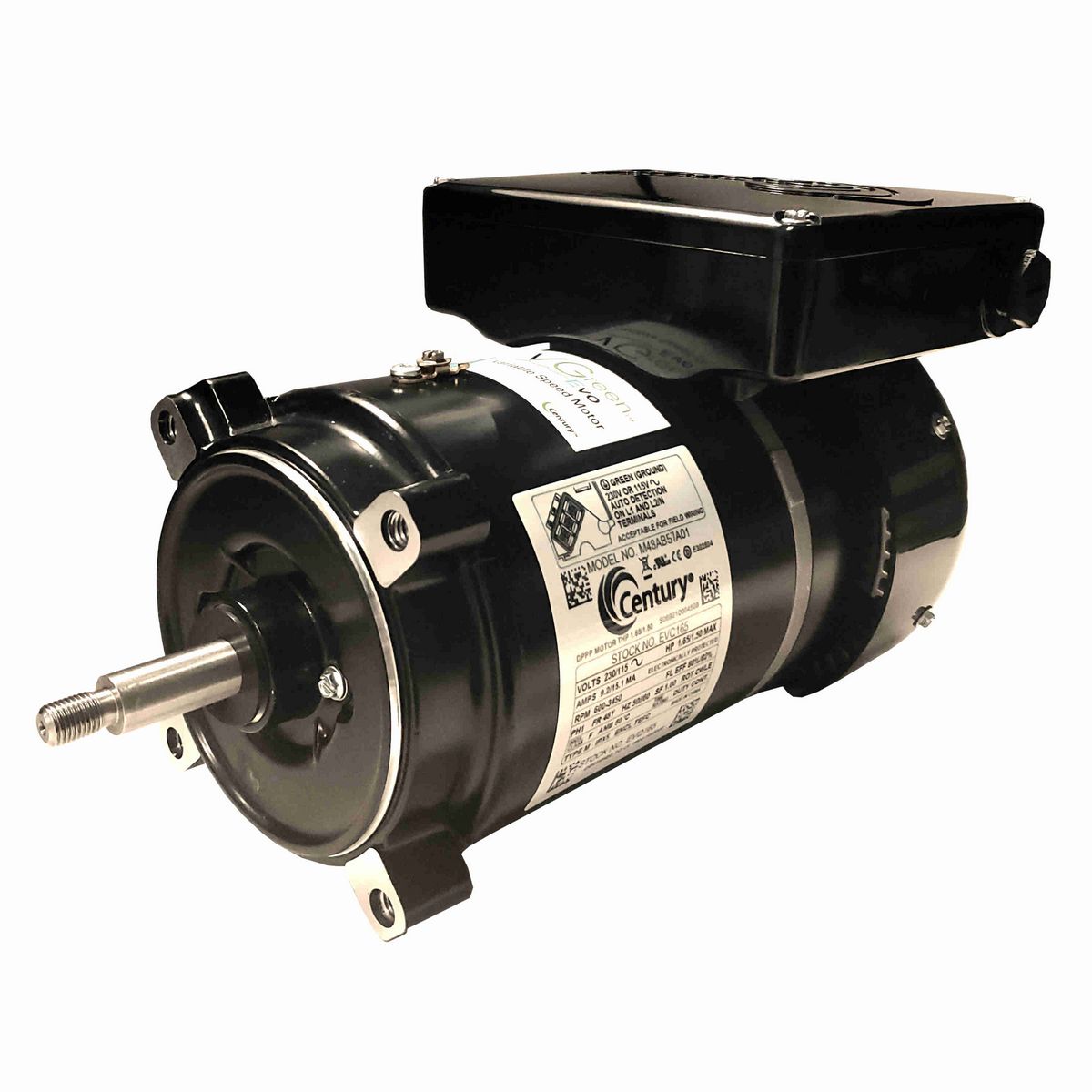 Century VGreen® Variable Speed Motors Pool Pump Motor, 2.25/1.50 HP, 1 Ph, 50 Hz, 230/115 V, 56J Frame, TEFC - EVC225