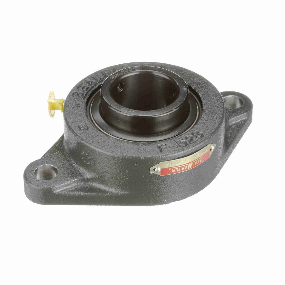 Sealmaster Mounted Cast Iron Two Bolt Flange Ball Bearing - 52100 Bearing Steel, Black Oxided - Setscrew Lock - SFT-27