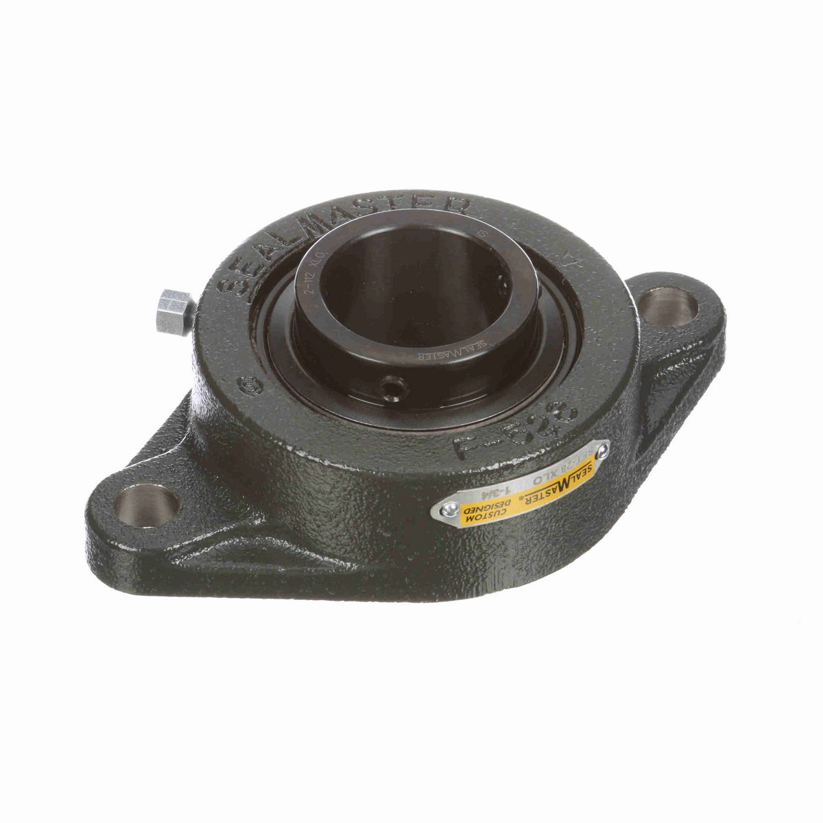 Sealmaster Mounted Cast Iron Two Bolt Flange Ball Bearing - 52100 Bearing Steel, Black Oxided - Setscrew Lock - Extra Low Drag - SFT-28 XLO