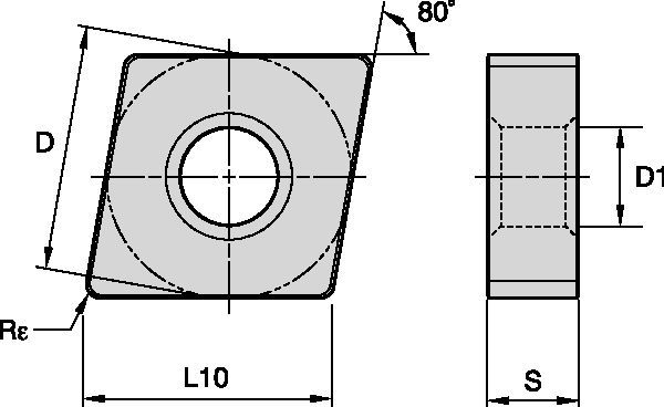 ISO Turning Insert - Negative C-Style Kennametal Kenloc - Negative Inserts - CNGA [3856618]