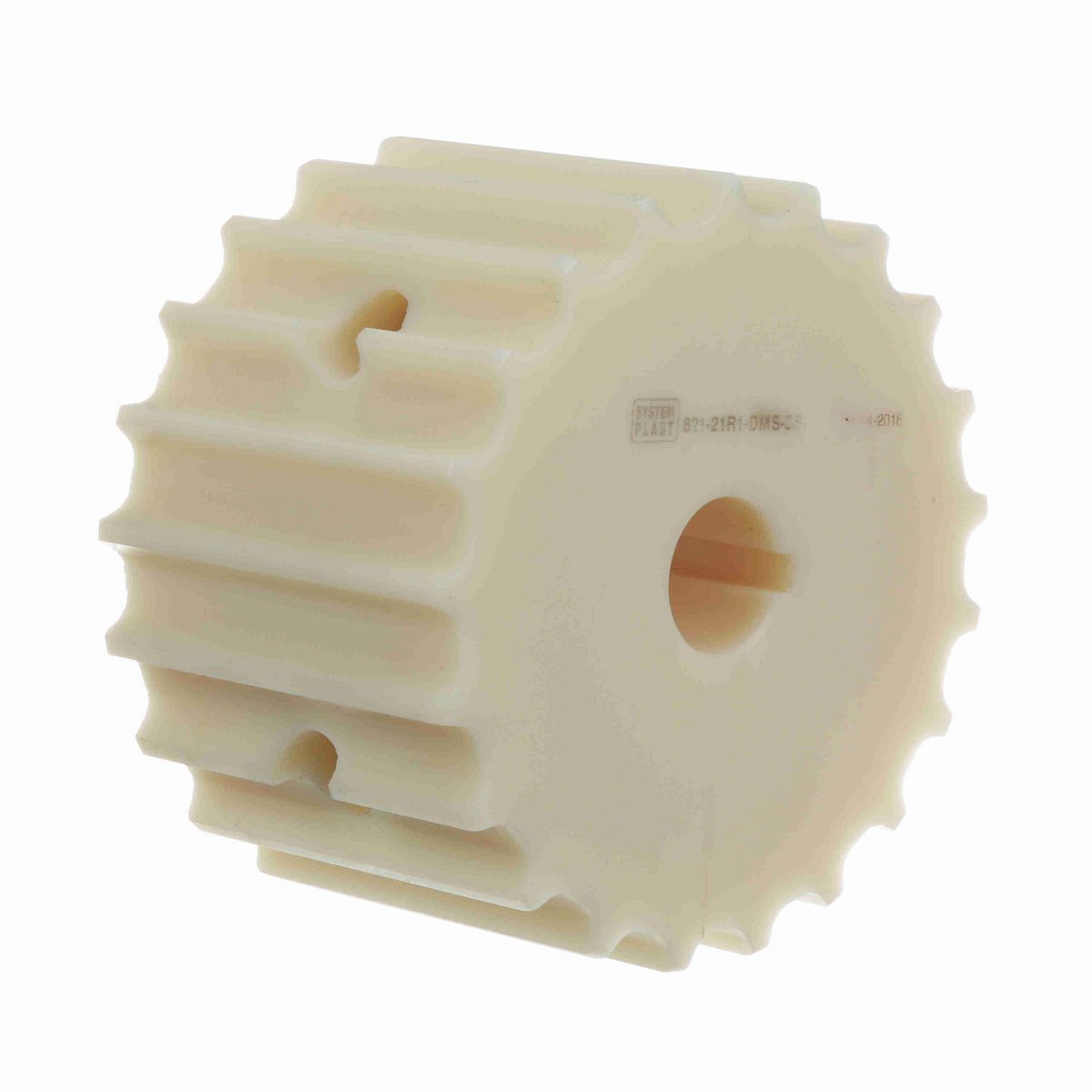 System Plast 800 Series Split Machined Sprocket with 21 Teeth, a 1-1/4in Round Shaft-Ready Bore and Setscrew - 800-21R1-DMS-SS