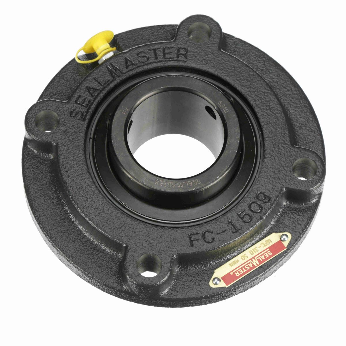 Sealmaster Mounted Cast Iron Flange Cartridge Ball Bearing - 52100 Bearing Steel, Black Oxided - Setscrew Lock - MFC-310