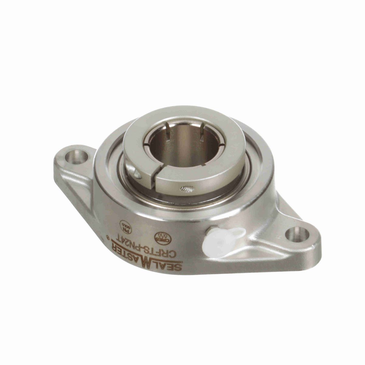 Sealmaster Mounted Stainless Steel Two Bolt Flange Ball Bearing - 52100 Bearing Steel, Phosphorus Nickel Coated - Concentric Lock - Corrosion Resistant - CRFTS-PN24T