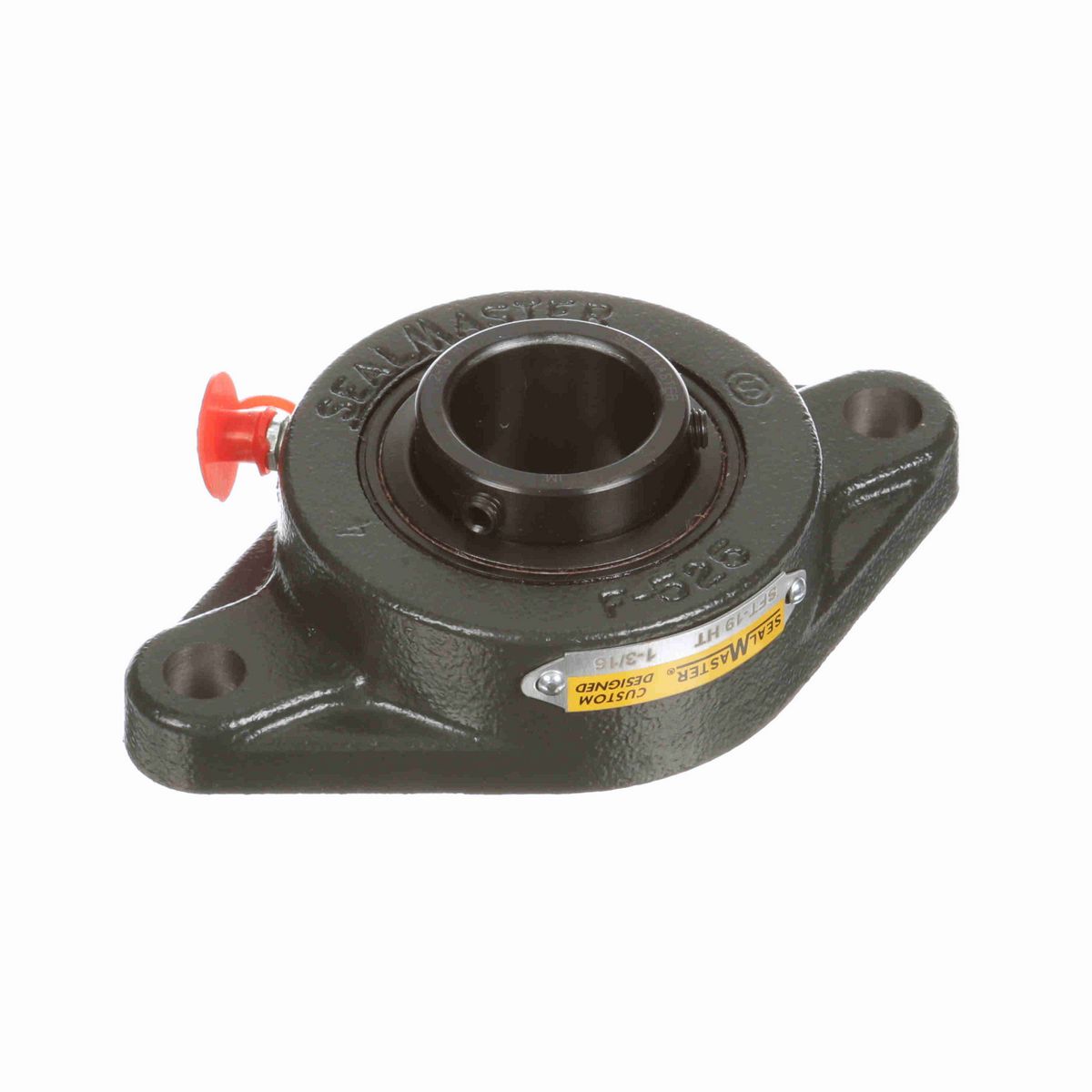 Sealmaster Mounted Cast Iron Two Bolt Flange Ball Bearing - 52100 Bearing Steel, Black Oxided - Setscrew Lock - High Temperature - SFT-19 HT