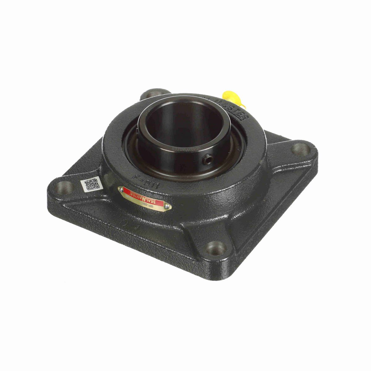 Sealmaster Mounted Cast Iron Four Bolt Flange Ball Bearing - 52100 Bearing Steel, Black Oxided - Setscrew Lock - SF-38C