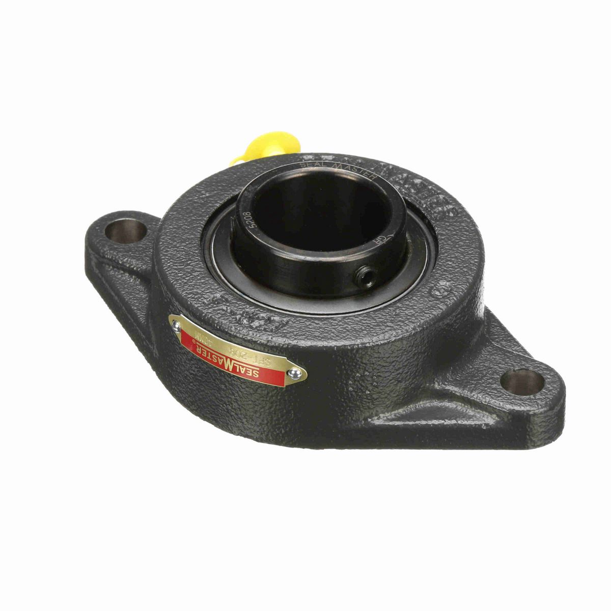 Sealmaster Mounted Cast Iron Two Bolt Flange Ball Bearing - 52100 Bearing Steel, Black Oxided - Setscrew Lock - SFT-208