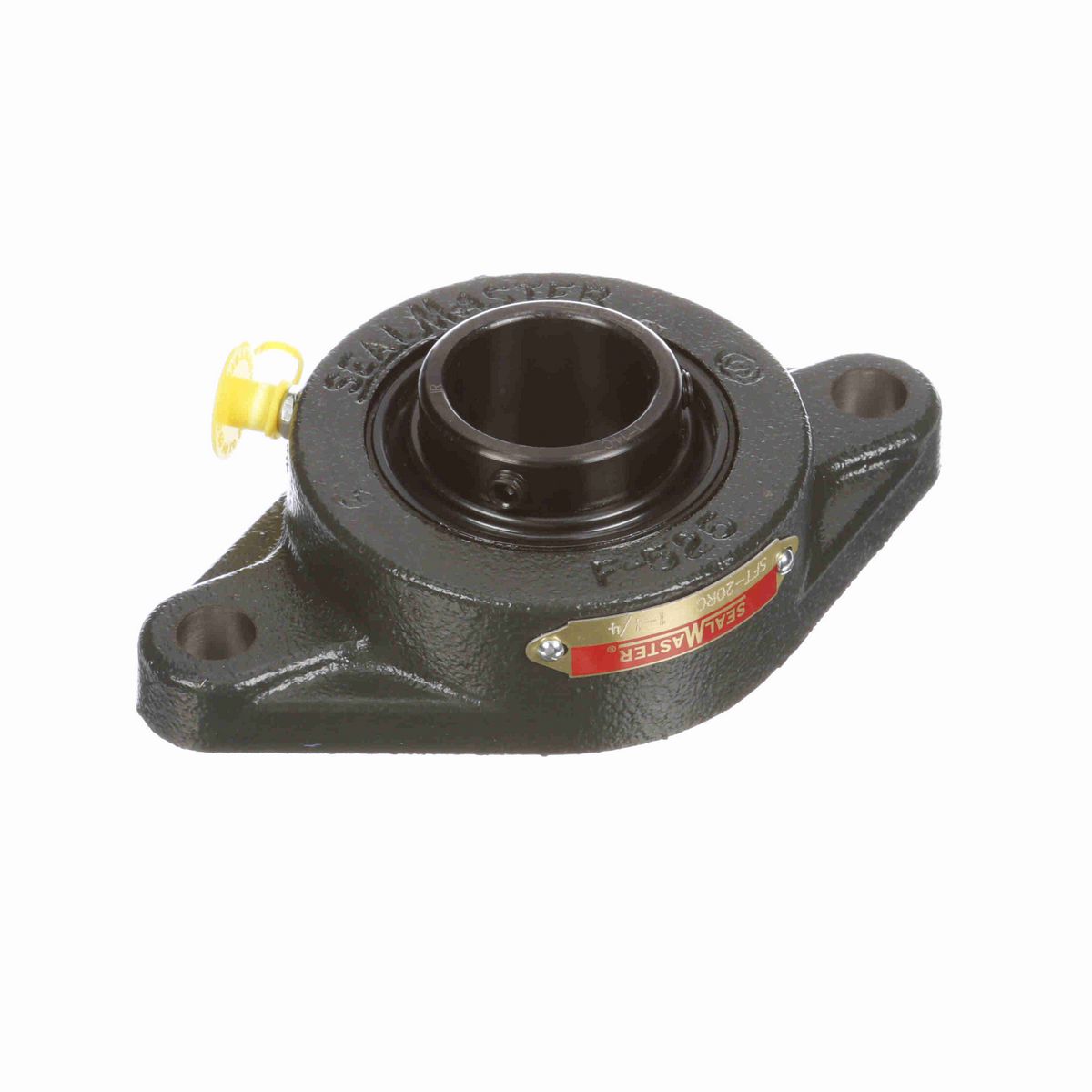 Sealmaster Mounted Cast Iron Two Bolt Flange Ball Bearing - 52100 Bearing Steel, Black Oxided - Setscrew Lock - SFT-20RC