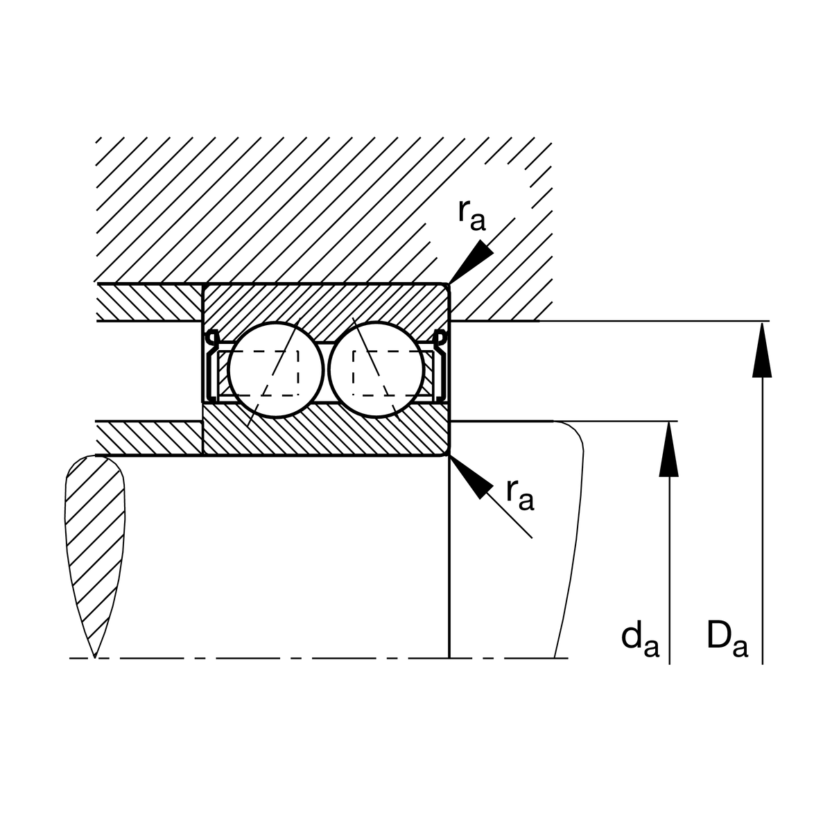 Радиально-упорный шарикоподшипник INA 3800-2RS-GA32