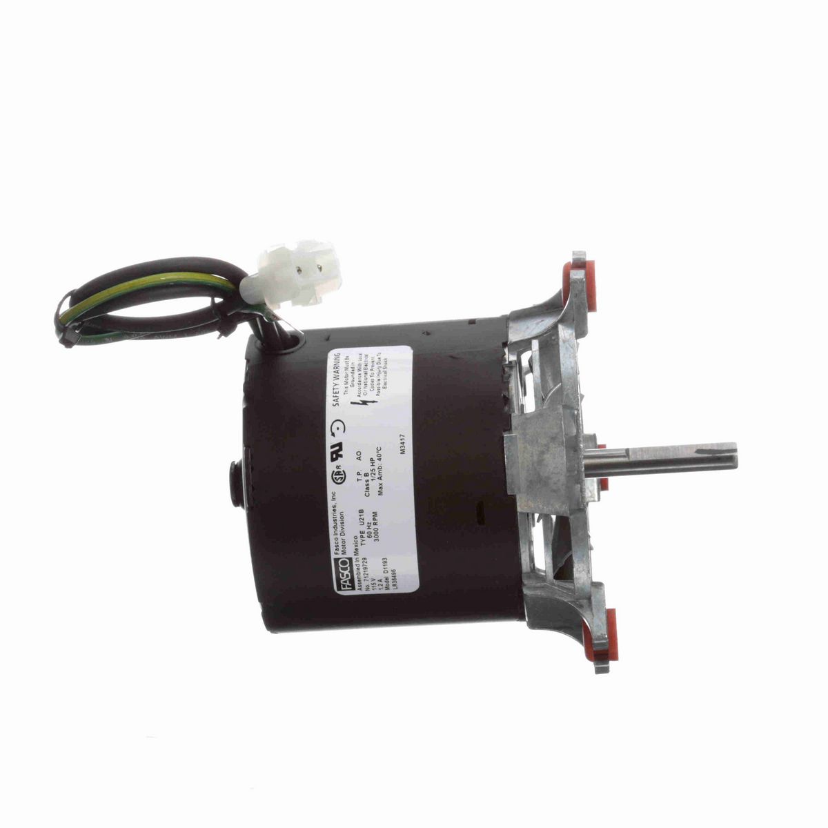 FASCO Draft Inducer Motor, 1/25 HP, 1 Ph, 60 Hz, 115 V, 3000 RPM, 1 Speed, 3.3" Diameter, OAO - D1193