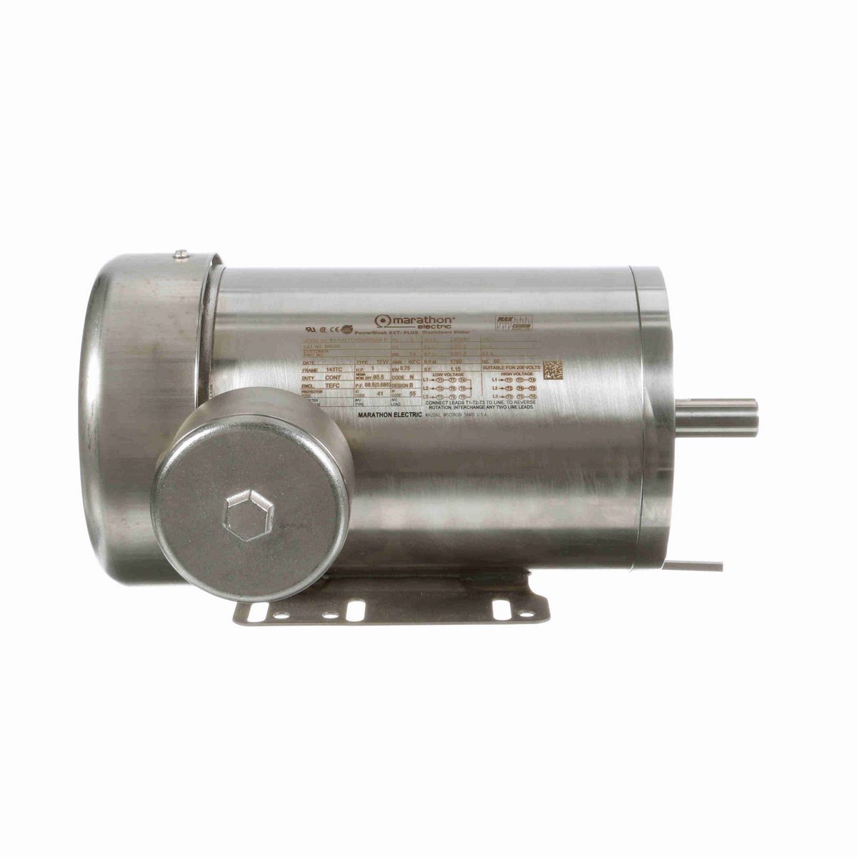 LEESON General Purpose Motor, 1 HP, 3 Ph, 60 Hz, 230/460 V, 1800 RPM, 143TC Frame, TEFC - N403A