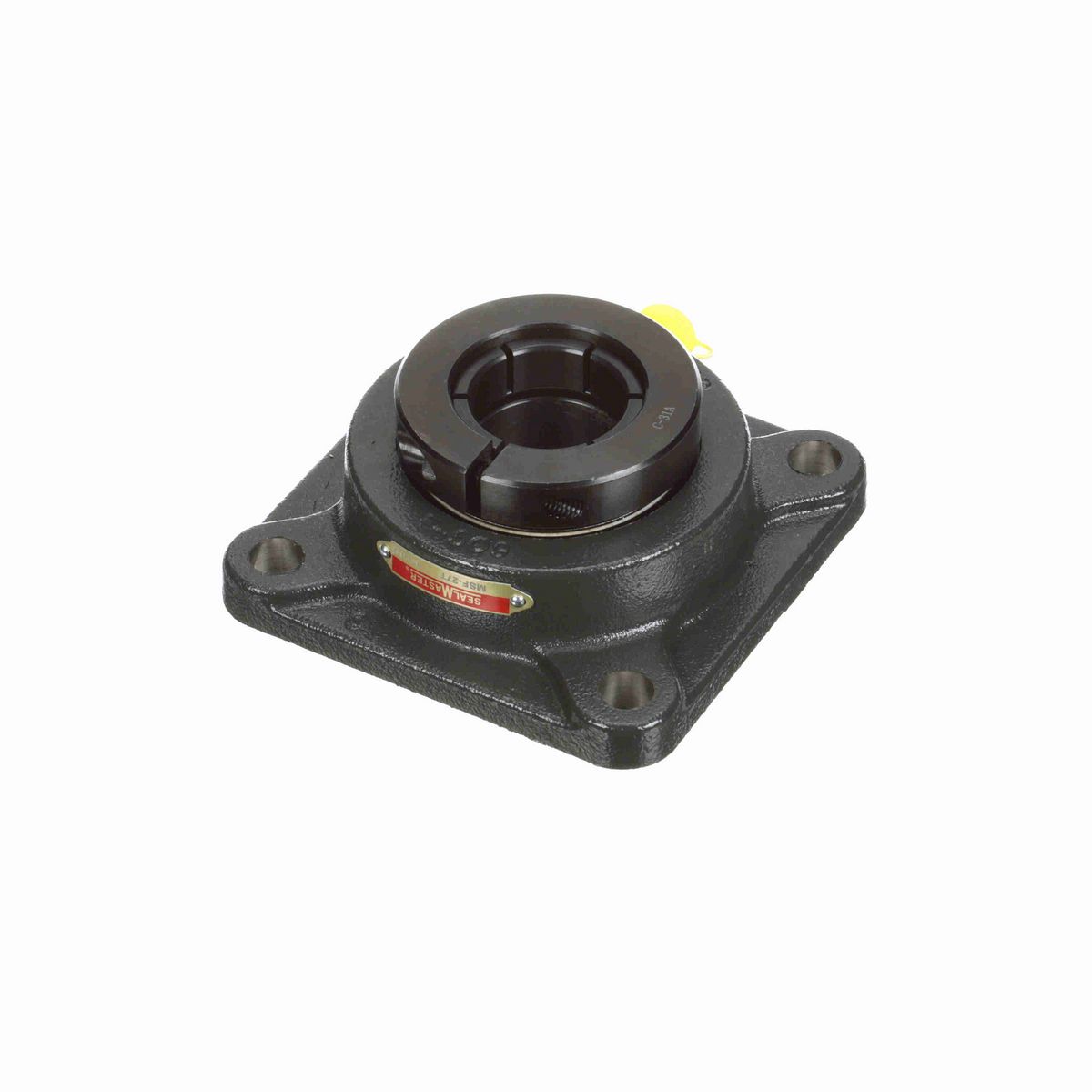 Sealmaster Mounted Cast Iron Four Bolt Flange Ball Bearing - 52100 Bearing Steel, Black Oxided - Concentric Lock - MSF-27T