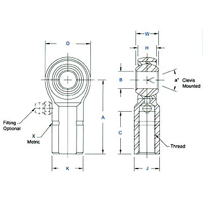 Aurora Bearing AW-M & AG-M Series Female Rod Ends - Metric - High Strength Alloy - Precision - (PTFE Liners Available) Timken AG-M25