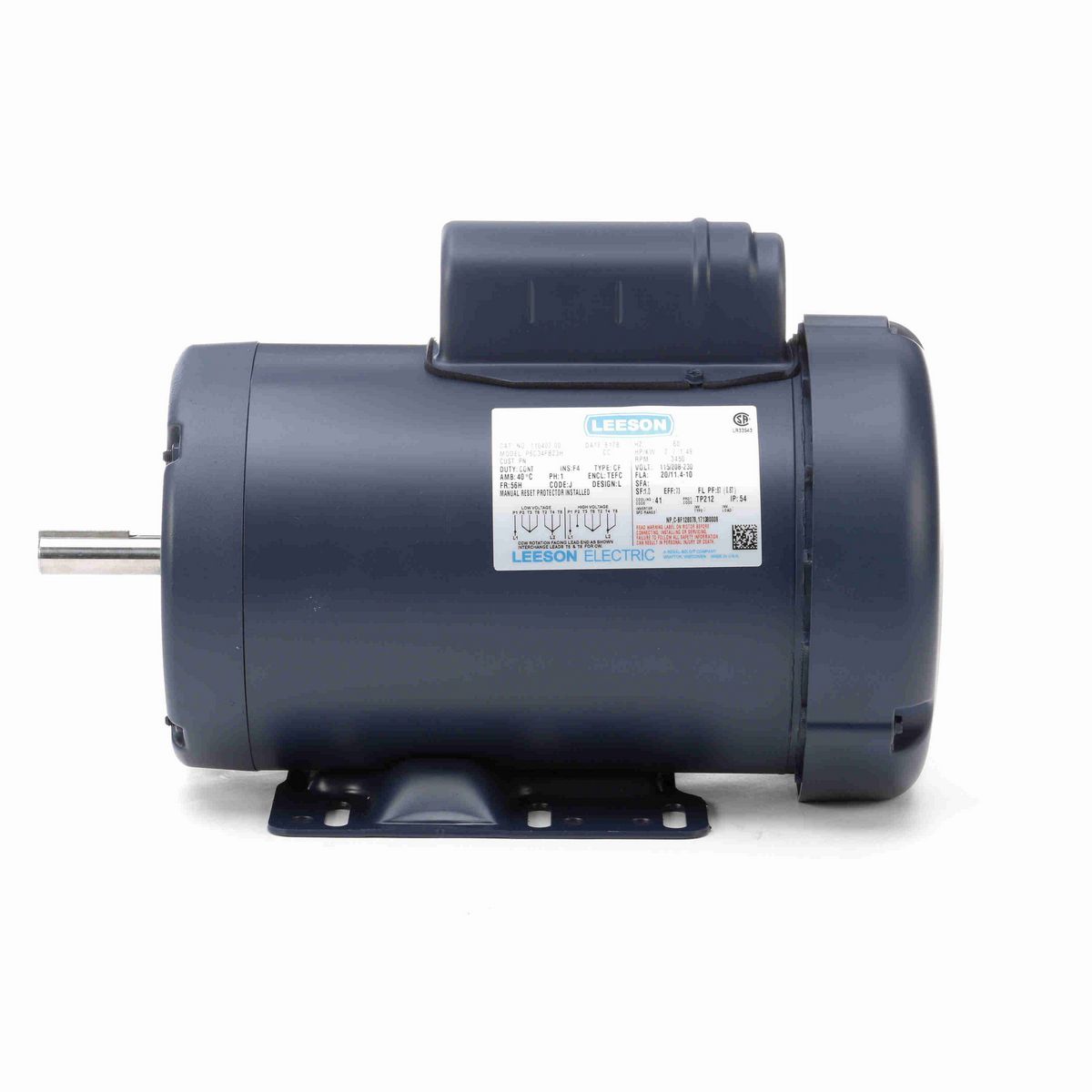LEESON General Purpose Motor, 2 HP, 1 Ph, 60 Hz, 115/230 V, 3600 RPM, 56H Frame, TEFC - 110402.00
