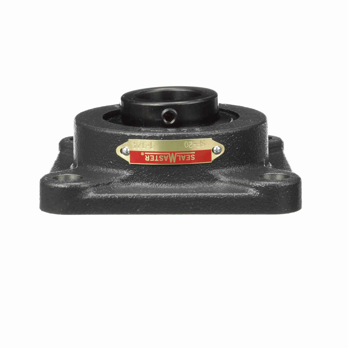 Sealmaster Mounted Cast Iron Four Bolt Flange Ball Bearing - 52100 Bearing Steel, Black Oxided - Setscrew Lock - SF-20