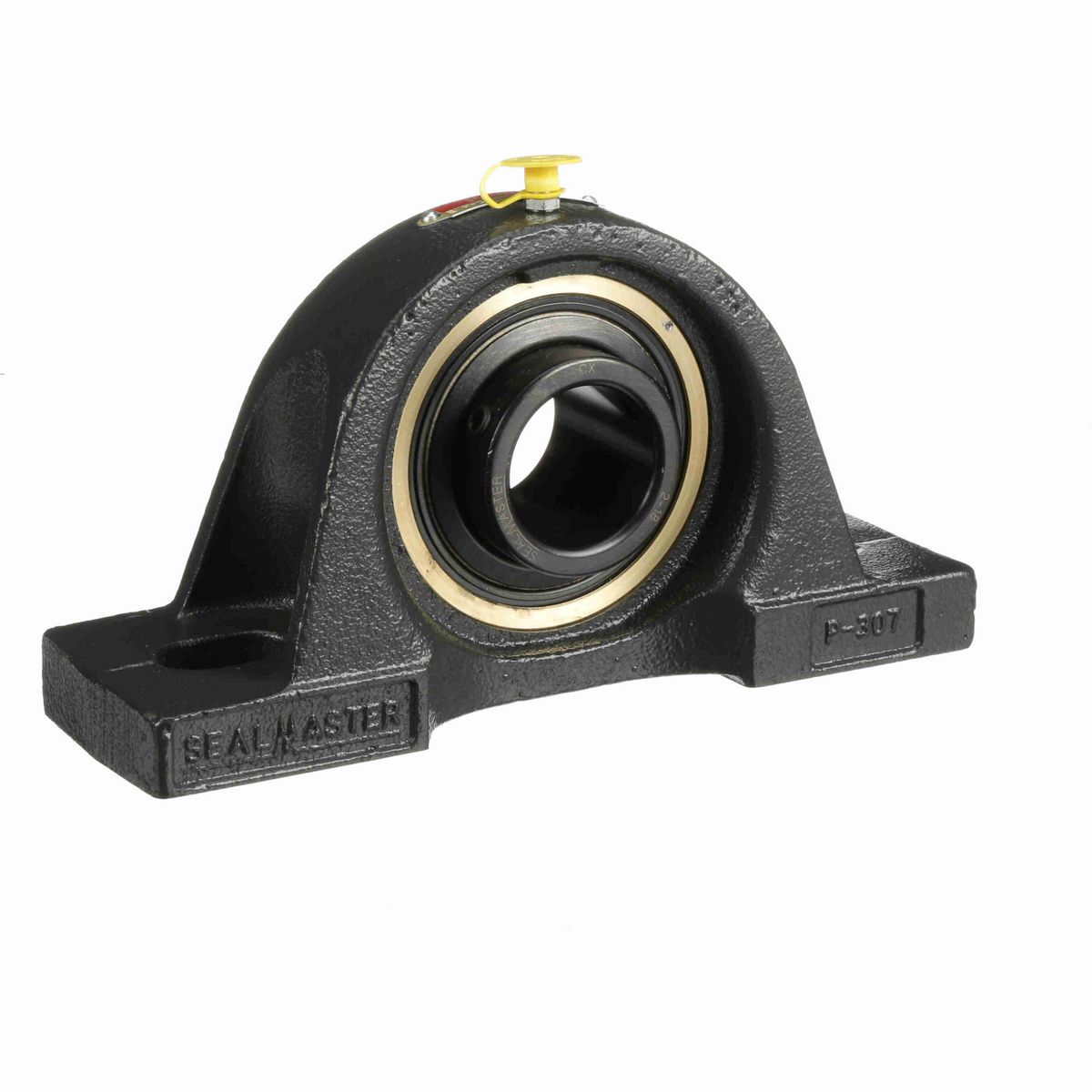 Sealmaster Mounted Cast Iron Two Bolt Pillow Block Ball Bearing - 52100 Bearing Steel, Black Oxided - Setscrew Lock - EMP-24