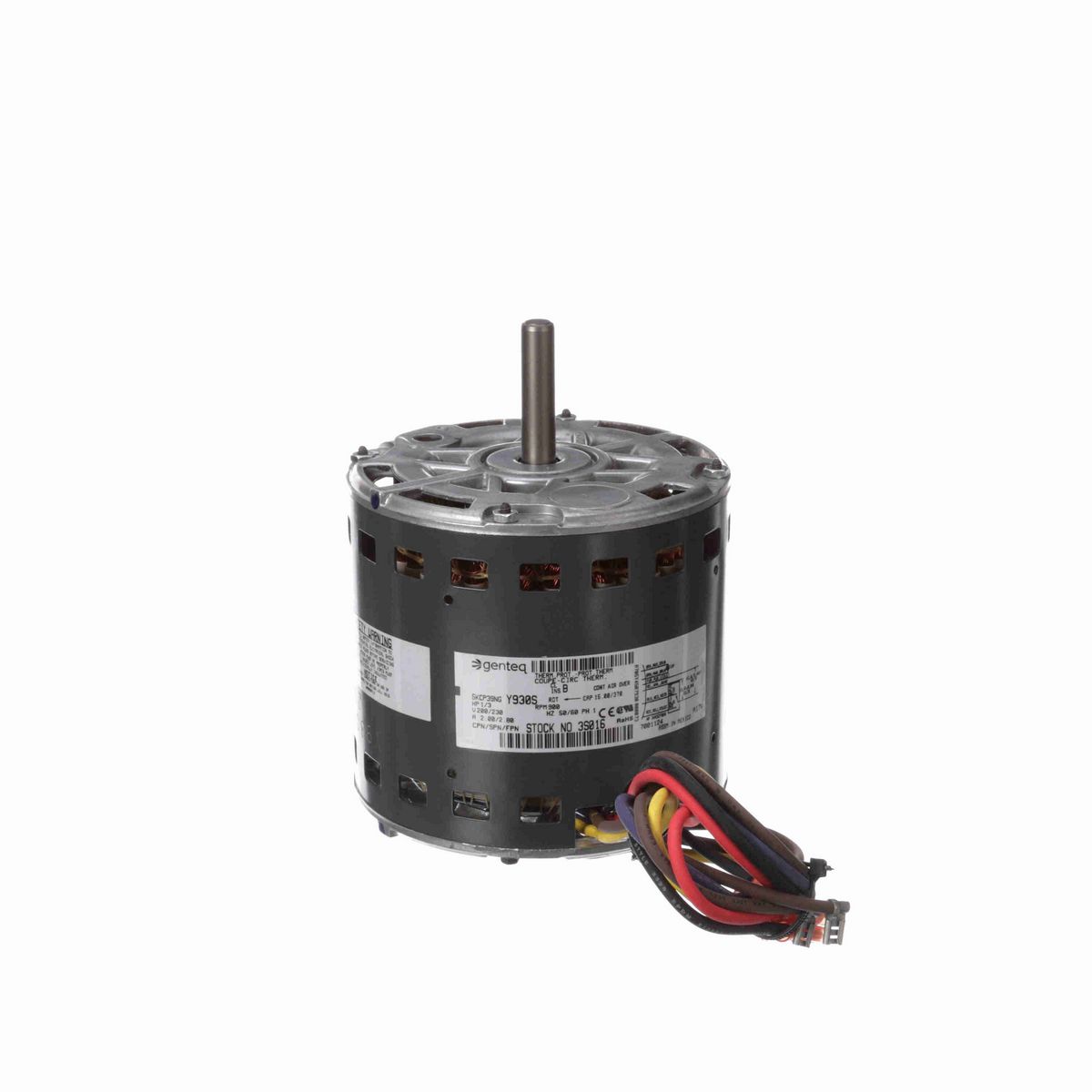 Genteq OEM Replacement Motor, 1/3 HP, 1 Ph, 60/50 Hz, 200/230 V, 900 RPM, 2 Speed, 48 Frame, OPAO - 3S016