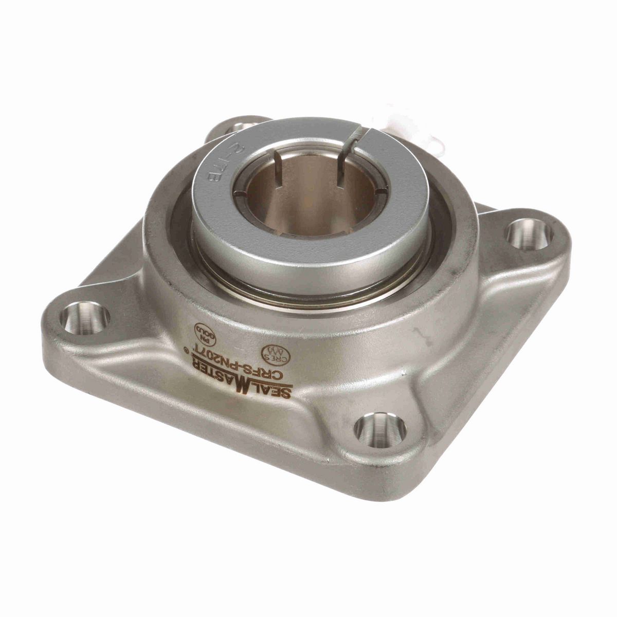Sealmaster Mounted Stainless Steel Four Bolt Flange Ball Bearing - 52100 Bearing Steel, Phosphorus Nickel Coated - Concentric Lock - Corrosion Resistant - CRFS-PN207T