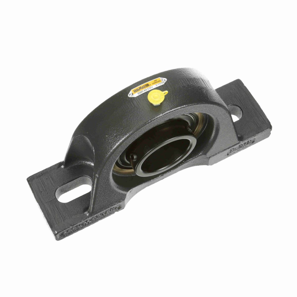 Sealmaster Mounted Cast Iron Two Bolt Pillow Block Ball Bearing - 52100 Bearing Steel, Black Oxided - Setscrew Lock - Air Handling Housing Fit, Noise Tested - EMP-43 CXU