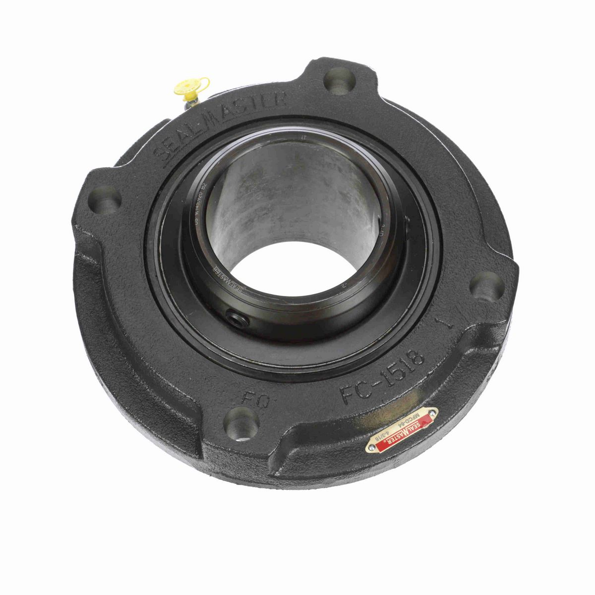 Sealmaster Mounted Cast Iron Flange Cartridge Ball Bearing - 52100 Bearing Steel, Black Oxided - Double Setscrew Lock - MFCD-64