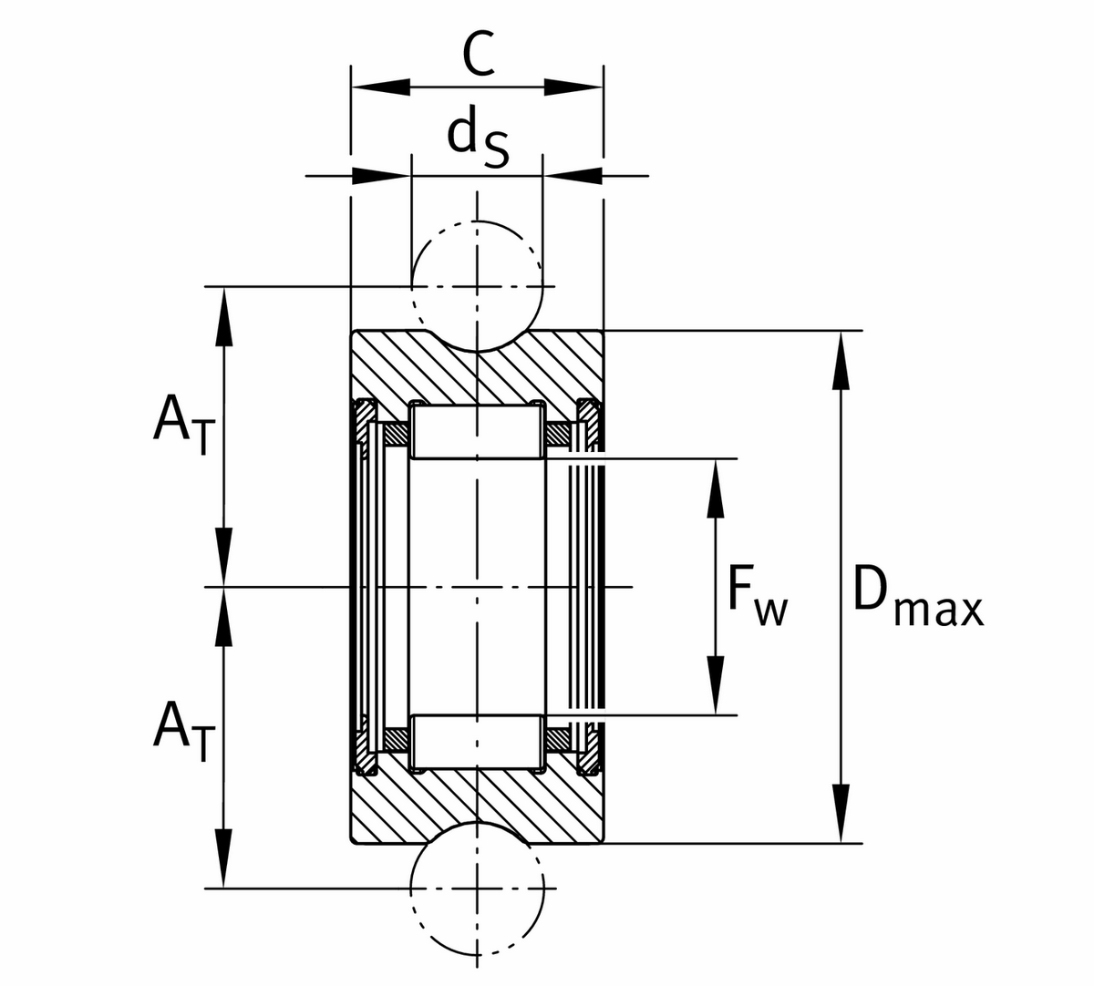 Направляющий ролик INA LFR2204-10-2RSR-RNA