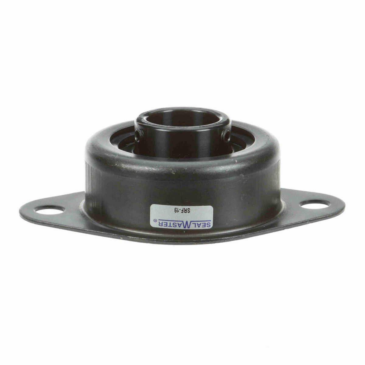 Sealmaster Mounted Stamped Steel Two Bolt Flange Ball Bearing - 52100 Bearing Steel, Black Oxided - Setscrew Lock - SRF-19