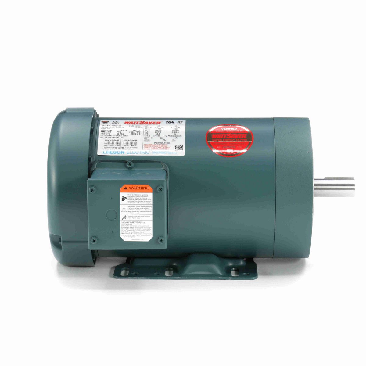 LEESON General Purpose Motor, 2 & 2 HP, 3 Ph, 60 & 50 Hz, 230/460 & 190/380 V, 1800 & 1500 RPM, 145TC Frame, TEFC - 121181.00