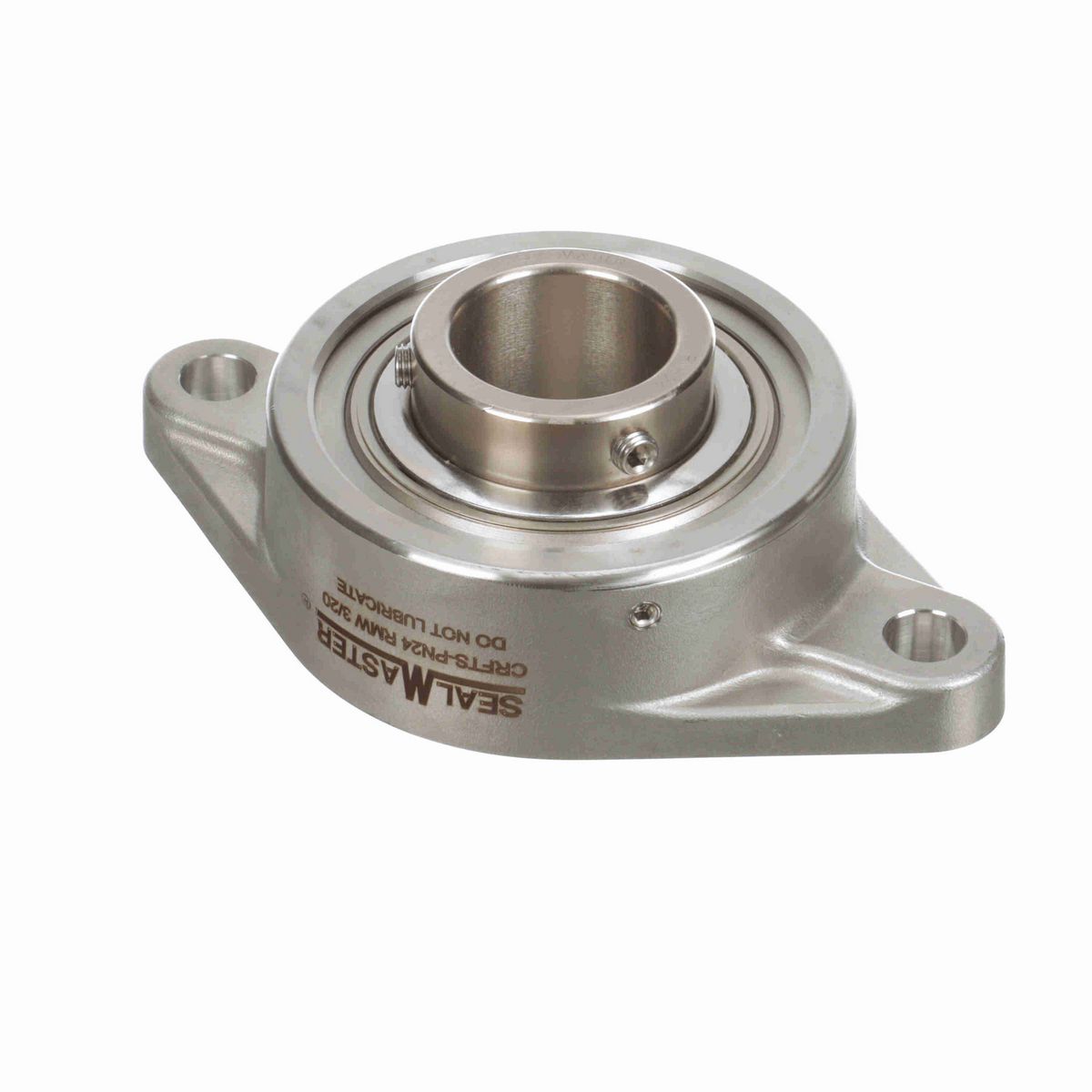 Sealmaster Mounted Stainless Steel Two Bolt Flange Ball Bearing - 52100 Bearing Steel, Phosphorus Nickel Coated - Setscrew Lock - Corrosion Resistant - Reduced Maintenance - Lubed for Life - CRFTS-PN24 RMW