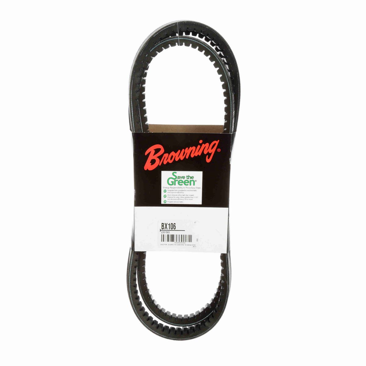 Browning EPDM Notched Belt 98% Efficient - BX106