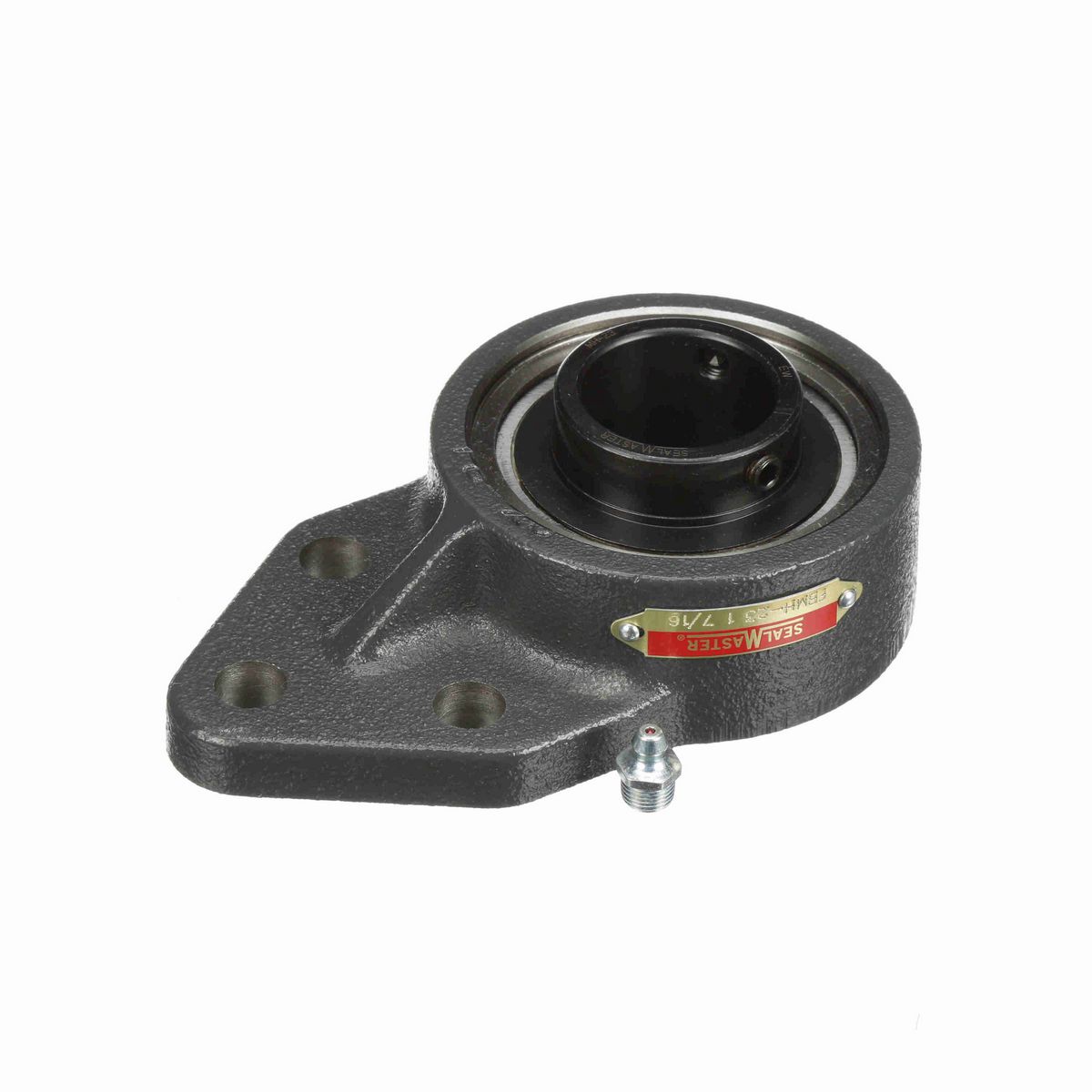 Sealmaster Mounted Cast Iron Three Bolt Flange Bracket Ball Bearing - 52100 Bearing Steel, Black Oxided - Setscrew Lock - FBMH-23