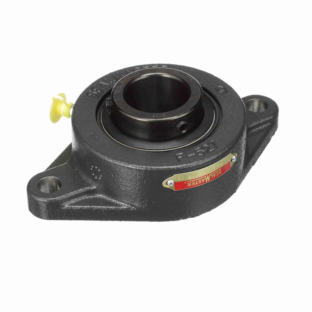 Sealmaster Mounted Cast Iron Two Bolt Flange Ball Bearing - 52100 Bearing Steel, Black Oxided - Setscrew Lock - MSFT-23