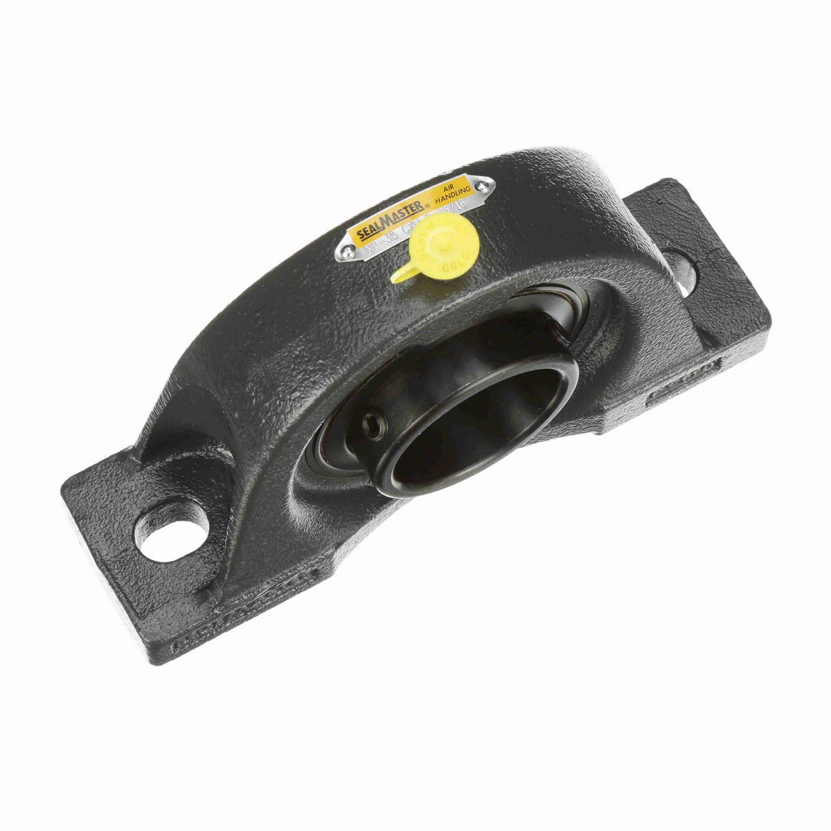 Sealmaster Mounted Cast Iron Two Bolt Pillow Block Ball Bearing - 52100 Bearing Steel, Black Oxided - Setscrew Lock - Air Handling Housing Fit, Noise Tested - NP-35 CXU