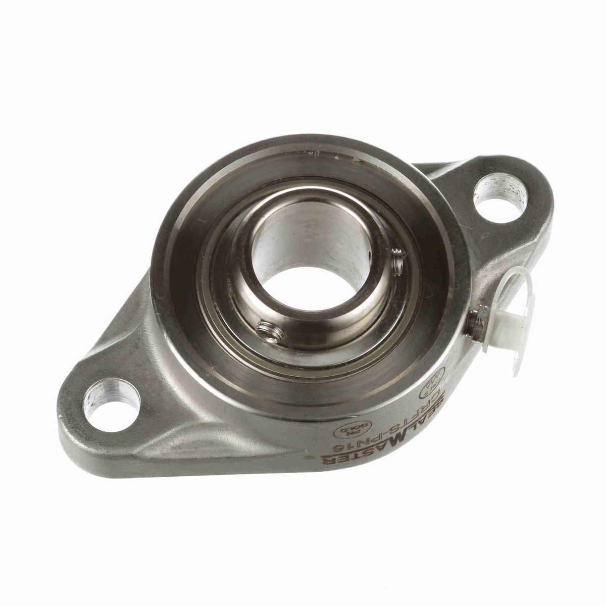 Sealmaster Mounted Stainless Steel Two Bolt Flange Ball Bearing - 52100 Bearing Steel, Phosphorus Nickel Coated - Setscrew Lock - Corrosion Resistant - CRFTS-PN16
