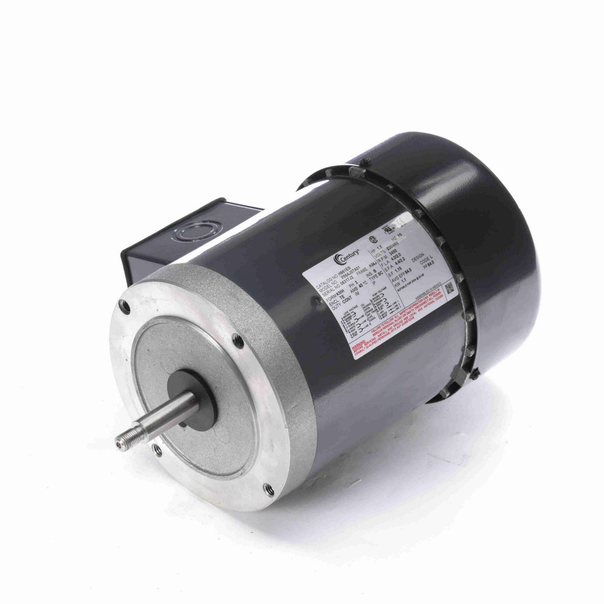 Century General Purpose Pump Motor, 1.5 HP, 3 Ph, 60 Hz, 230/460 V, 3600 RPM, K56J Frame, TEFC - H661ES
